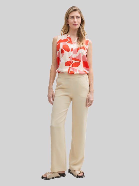 TTLEA seersucker straight trousers - champagne
