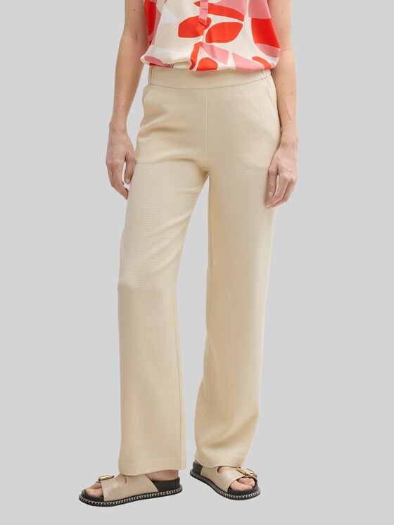 TTLEA seersucker straight trousers - champagne