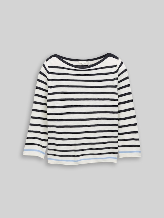 Striped knitted jumper - navy offwhite blue stripe