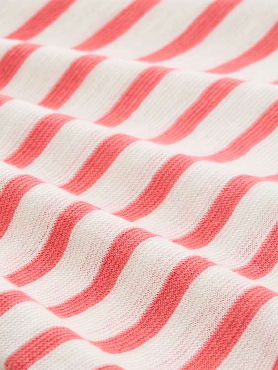 Striped knitted jumper - coral offwhite navy stripe