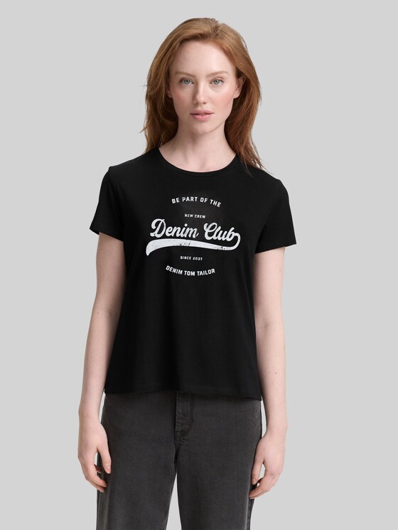 Printed T-shirt - deep black