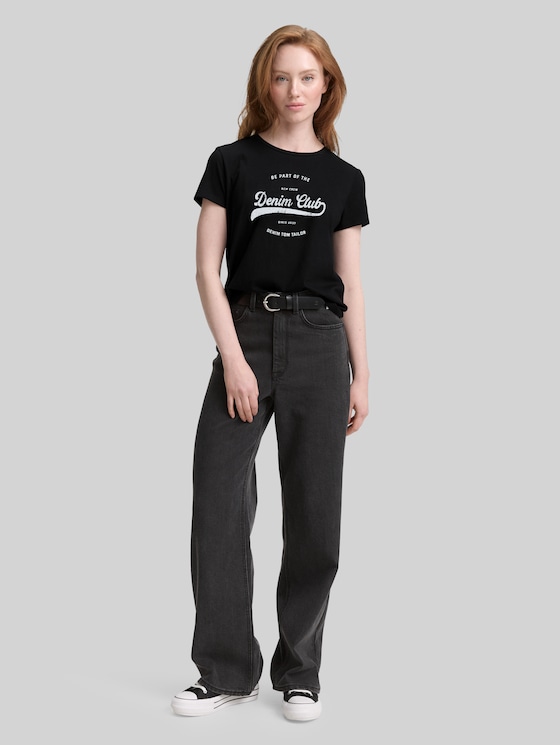 Printed T-shirt - deep black