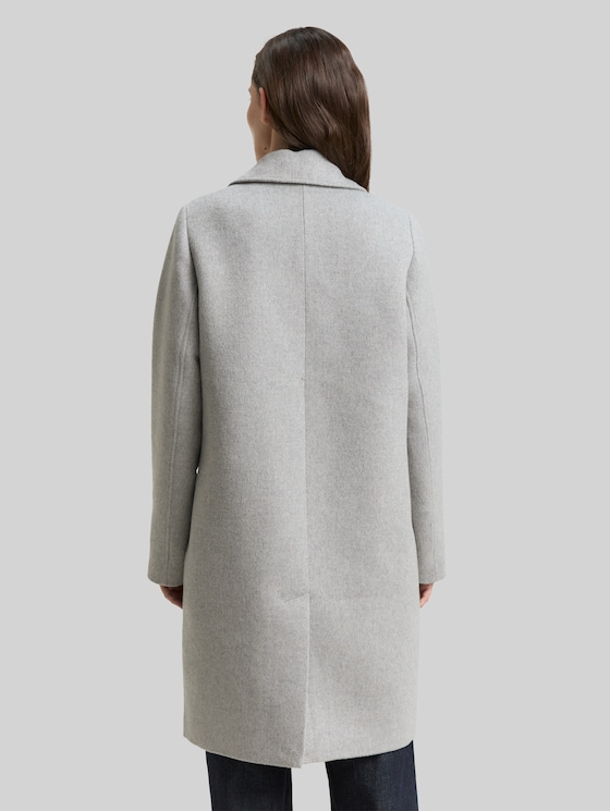 Wool coat with slit pockets - medium silver grey melange