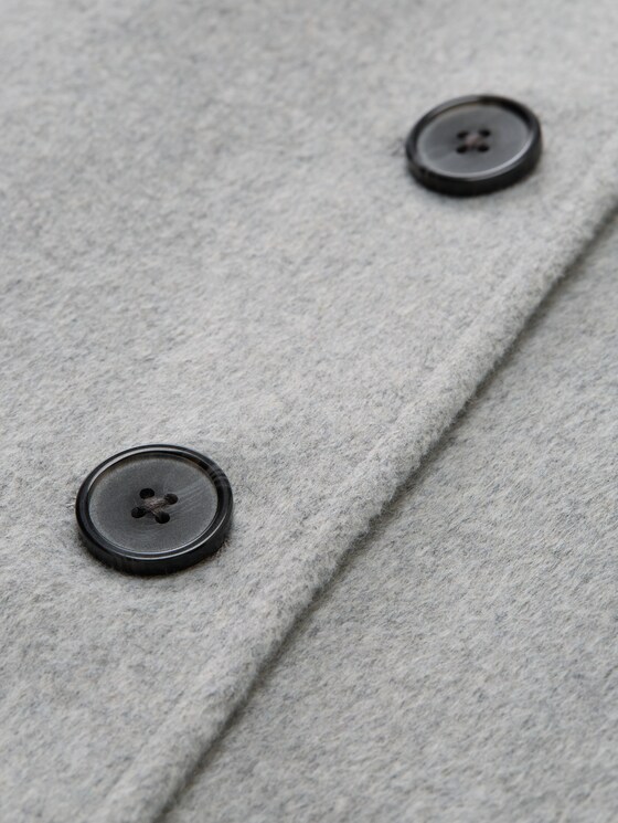 Wool coat with slit pockets - medium silver grey melange