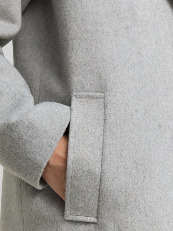 Wool coat with slit pockets - medium silver grey melange