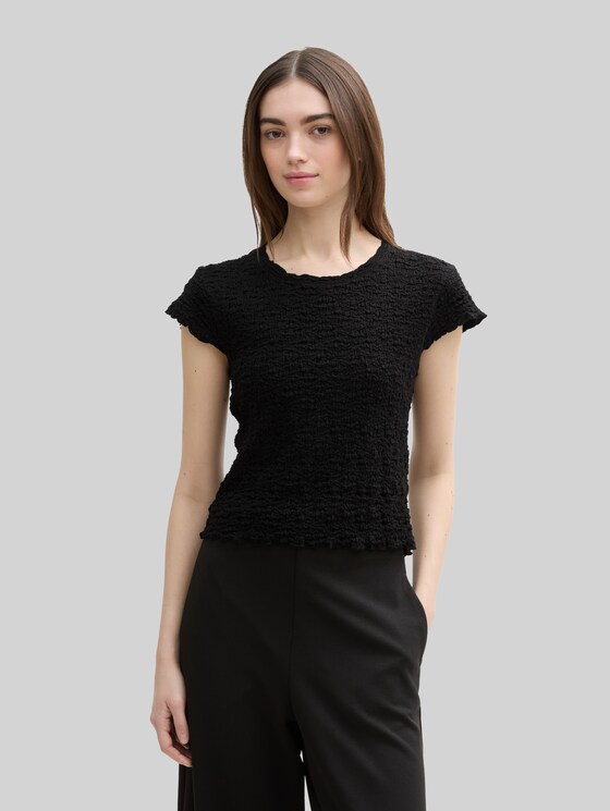 Cropped crinkle blouse - deep black