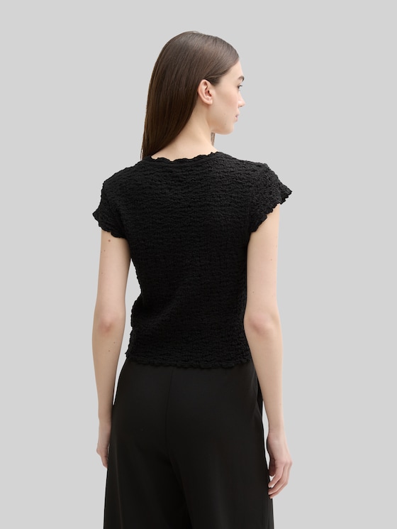 Cropped crinkle blouse - deep black