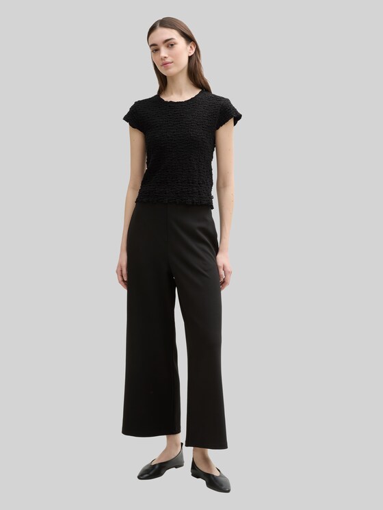 Cropped crinkle blouse - deep black