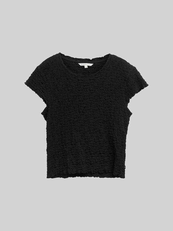 Cropped crinkle blouse - deep black