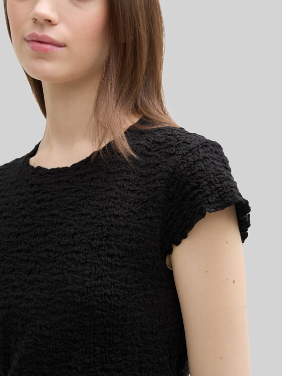 Cropped crinkle blouse - deep black