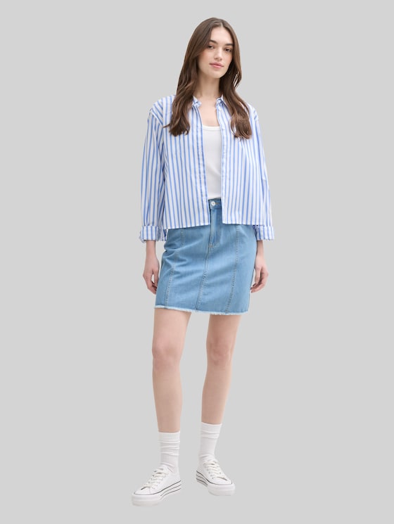 Mini denim skirt - Used Bleached Blue Denim