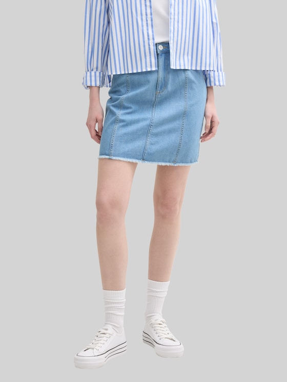 Mini denim skirt - Used Bleached Blue Denim