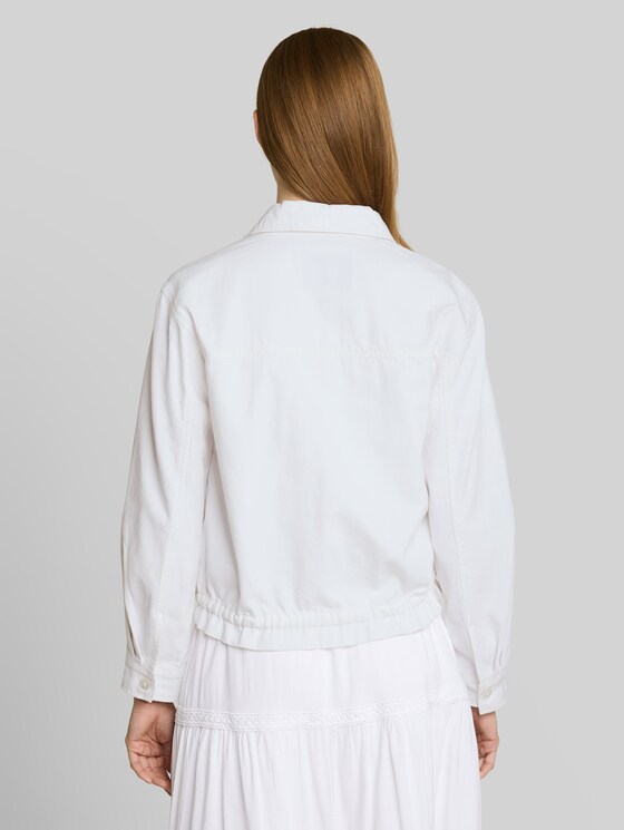 Lightweight denim jacket with drawstring - White Denim