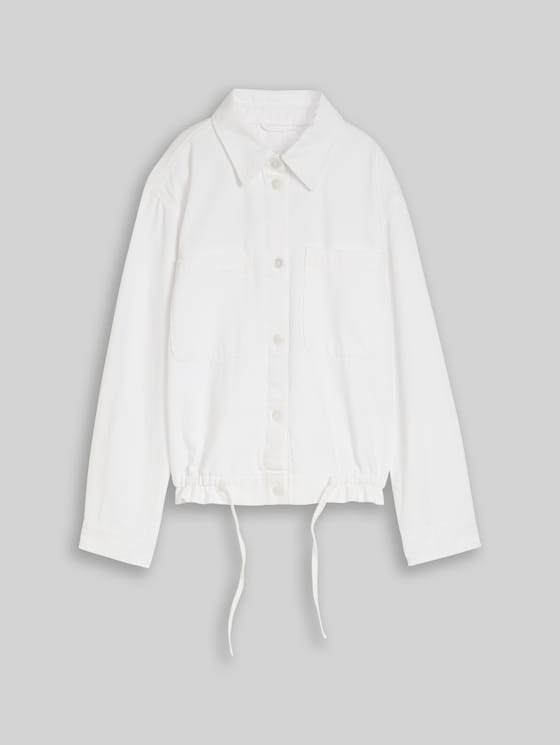 Lightweight denim jacket with drawstring - White Denim