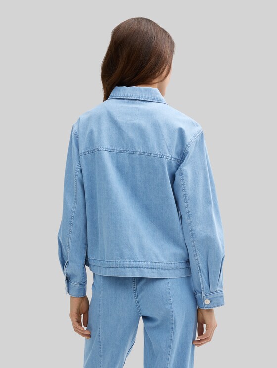 Lightweight denim jacket with drawstring - Used Bleached Blue Denim