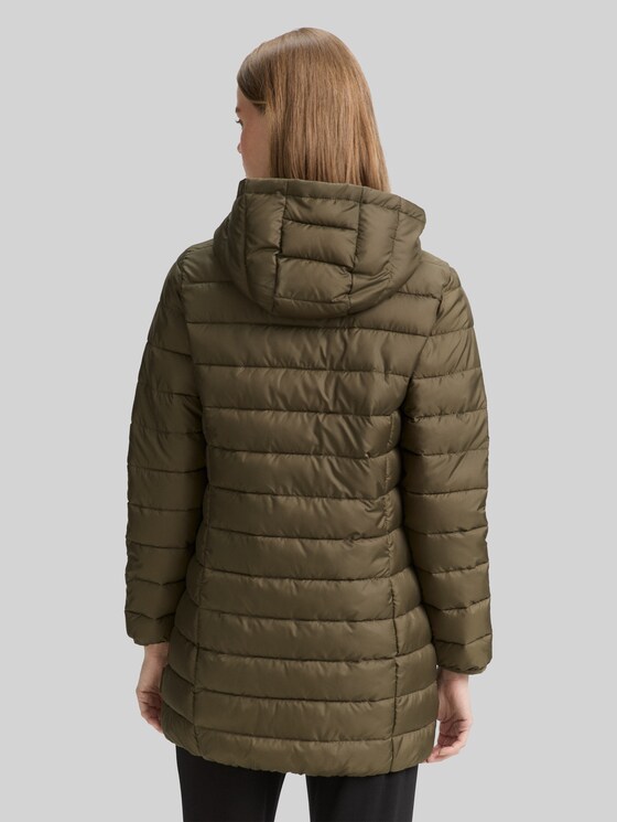 Lightweight quilted coat with hood - Grape Leaf Green