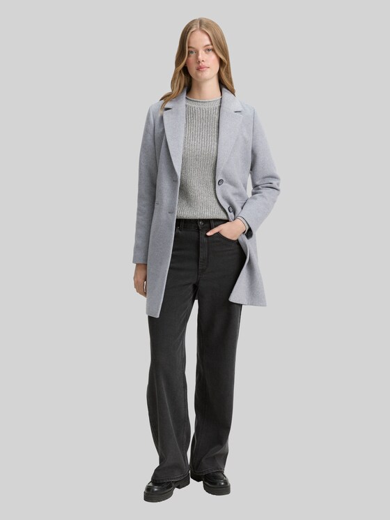 Slim fit woollen coat - Cement Grey Mélange