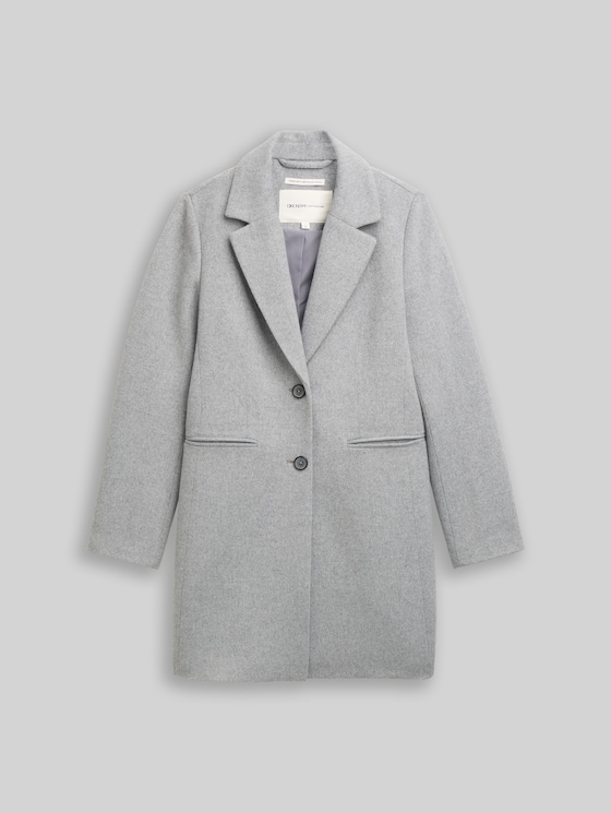 Slim fit woollen coat - Cement Grey Mélange