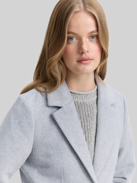 Slim fit woollen coat - Cement Grey Mélange