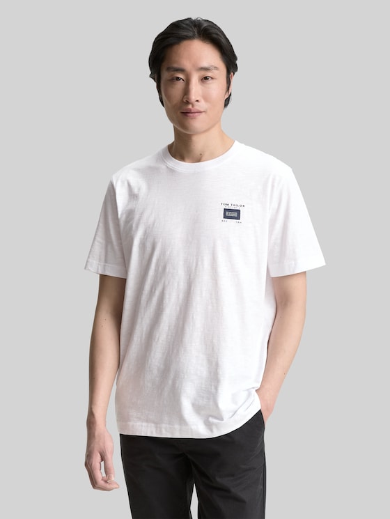 Basic T-shirt in a melange look - White