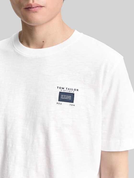 Basic T-shirt in a melange look - White