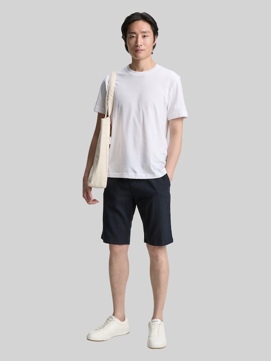 Regular fit shorts with linen content - sky captain blue