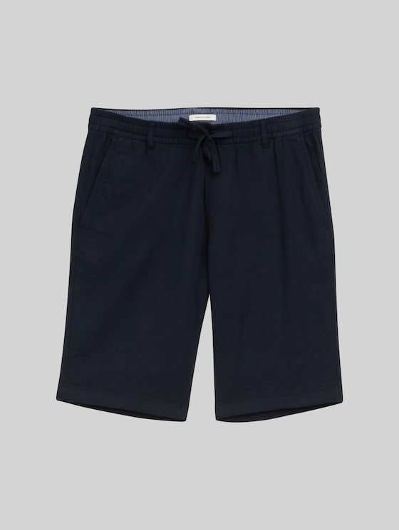 Regular fit shorts with linen content - sky captain blue