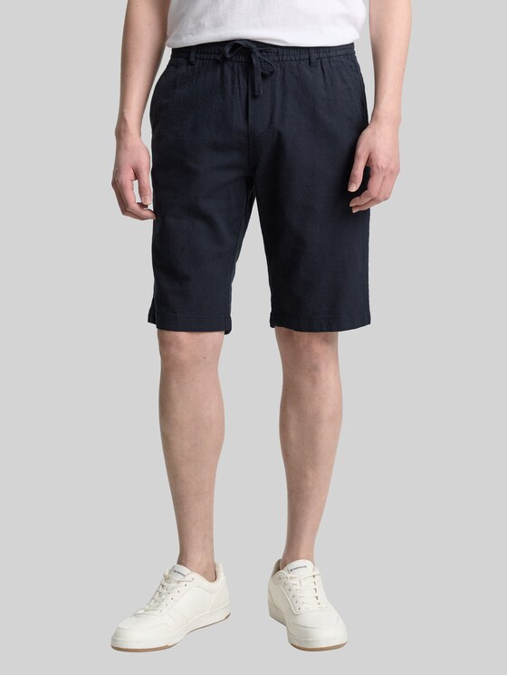 Regular fit shorts with linen content - sky captain blue