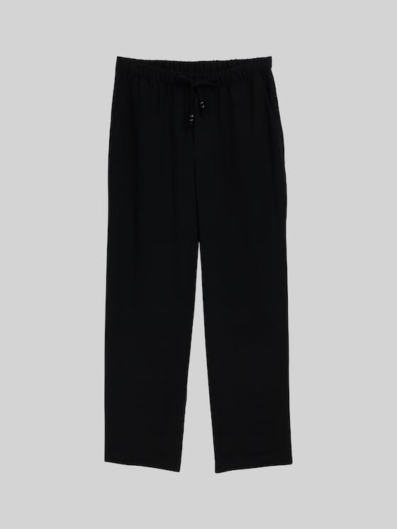 Cropped loose-fit trousers - deep black