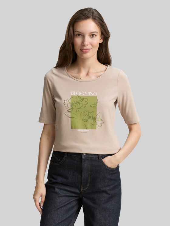 Printed T-shirt - soft taupe grey