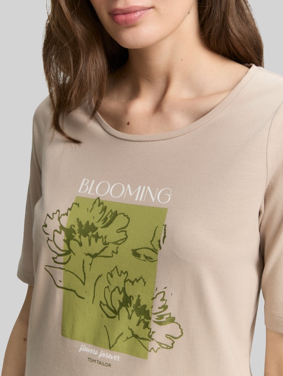 Printed T-shirt - soft taupe grey