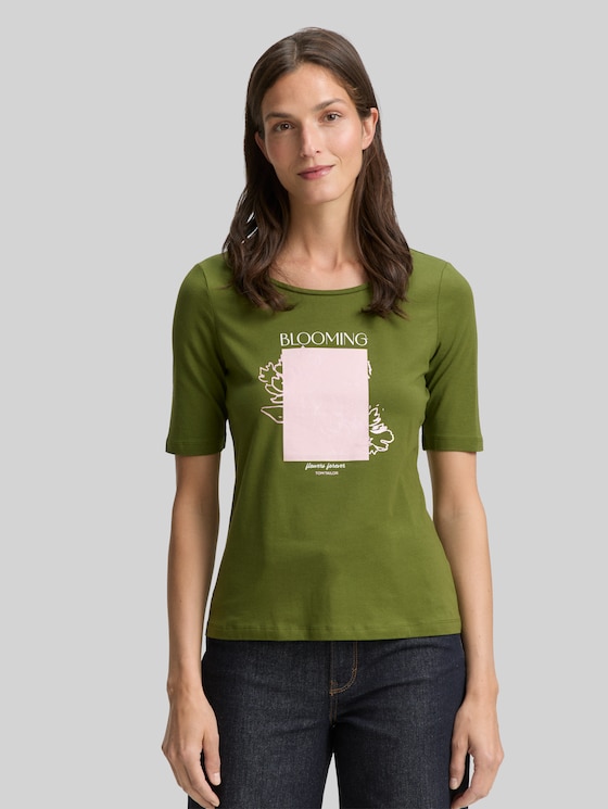 Printed T-shirt - deep ivy green