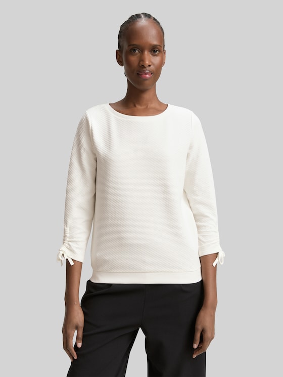 Slim-fit sweatshirt with gathered sleeves - off white