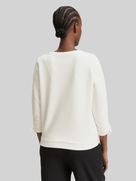 Slim-fit sweatshirt with gathered sleeves - off white