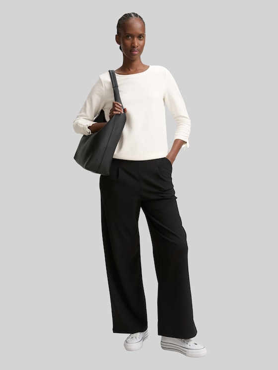 Slim-fit sweatshirt with gathered sleeves - off white