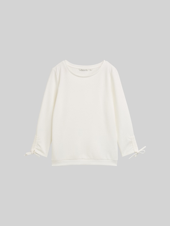 Slim-fit sweatshirt with gathered sleeves - off white