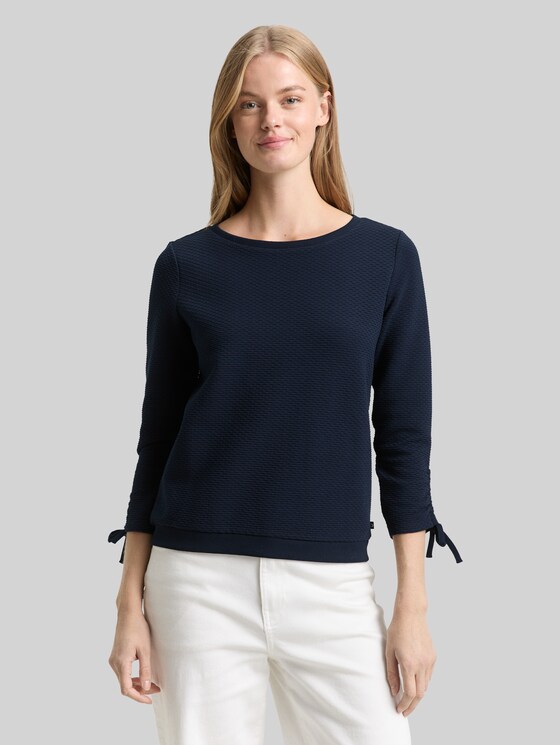 Slim-fit sweatshirt with gathered sleeves - sky captain blue