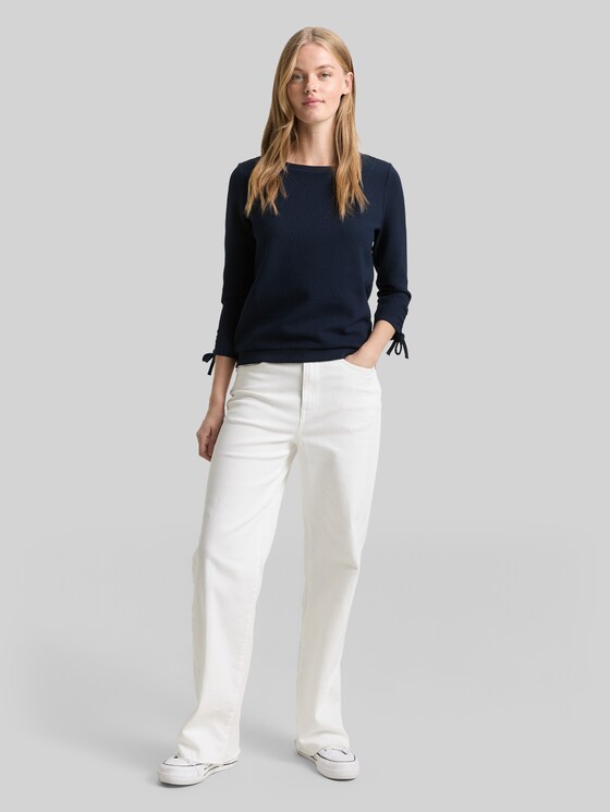 Slim-fit sweatshirt with gathered sleeves - sky captain blue