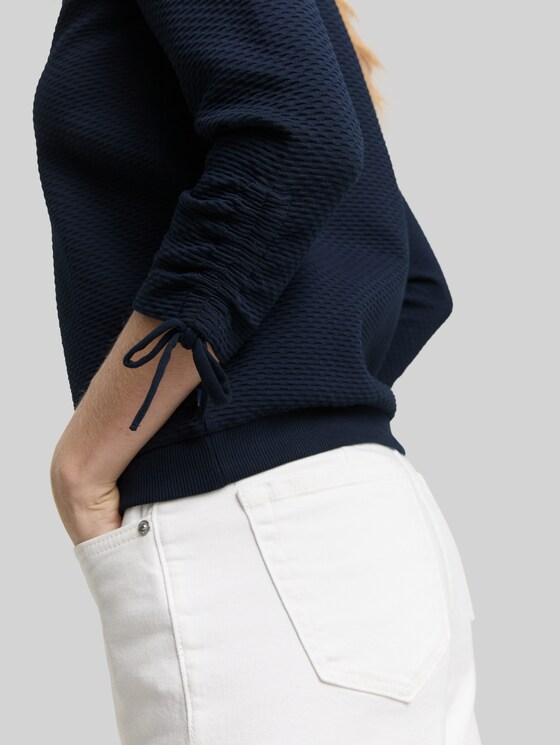 Slim-fit sweatshirt with gathered sleeves - sky captain blue