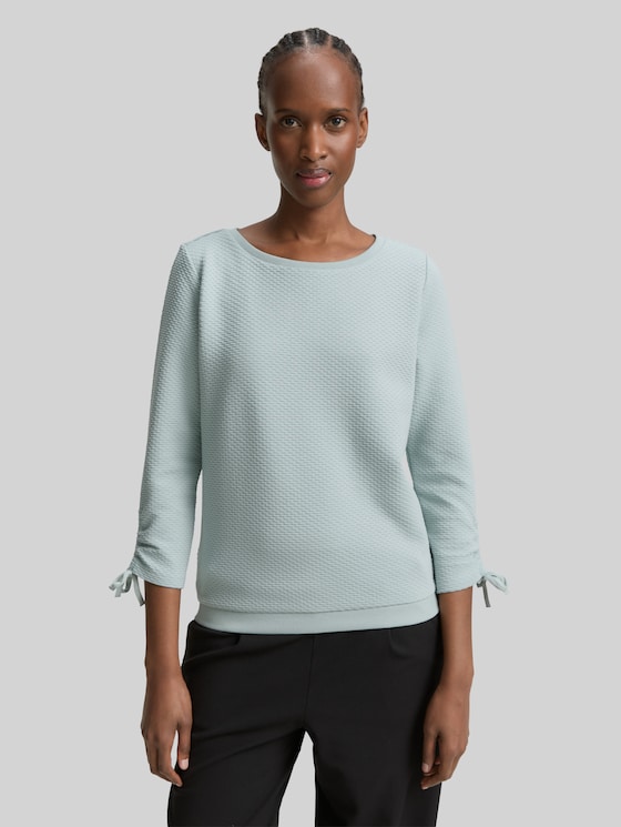 Slim-fit sweatshirt with gathered sleeves - Silver Cloud Blue