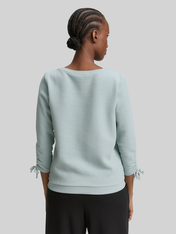 Slim-fit sweatshirt with gathered sleeves - Silver Cloud Blue