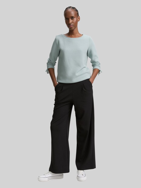Slim-fit sweatshirt with gathered sleeves - Silver Cloud Blue