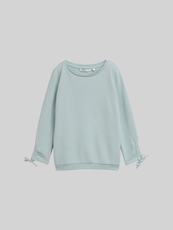 Slim-fit sweatshirt with gathered sleeves - Silver Cloud Blue