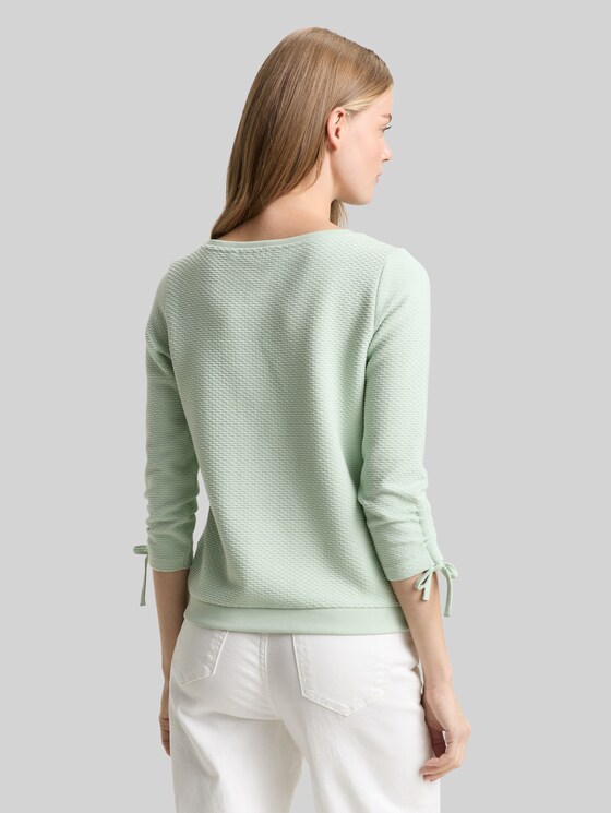 Slim-fit sweatshirt with gathered sleeves - light matcha green