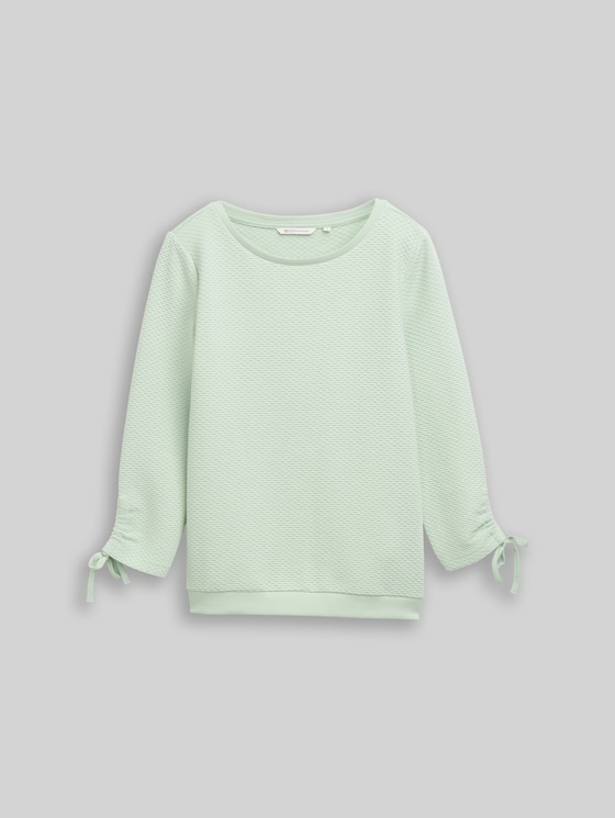 Slim-fit sweatshirt with gathered sleeves - light matcha green