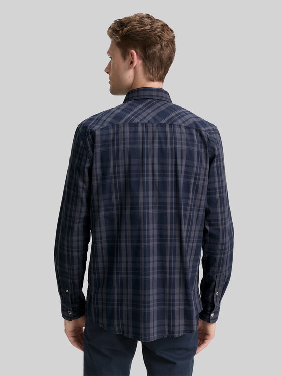 Regular fit shirt with chequered pattern - navy tonal check
