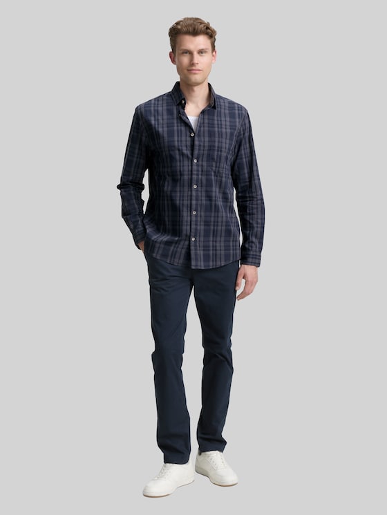 Regular fit shirt with chequered pattern - navy tonal check