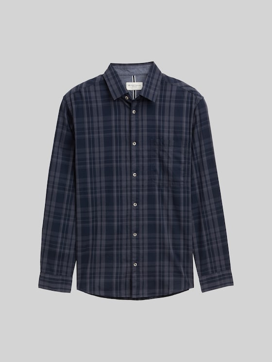 Regular fit shirt with chequered pattern - navy tonal check