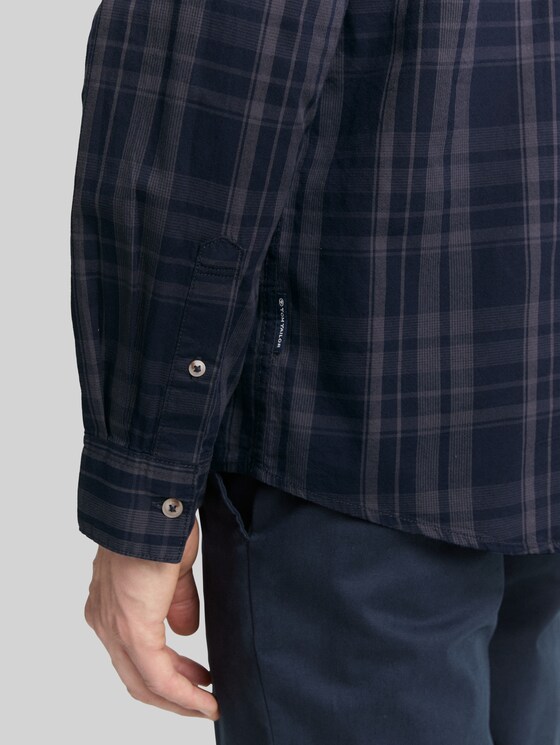Regular fit shirt with chequered pattern - navy tonal check