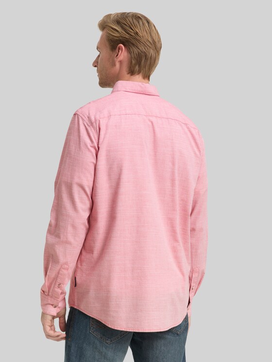 Regular-fit shirt with a breast pocket - red white horizontal structure